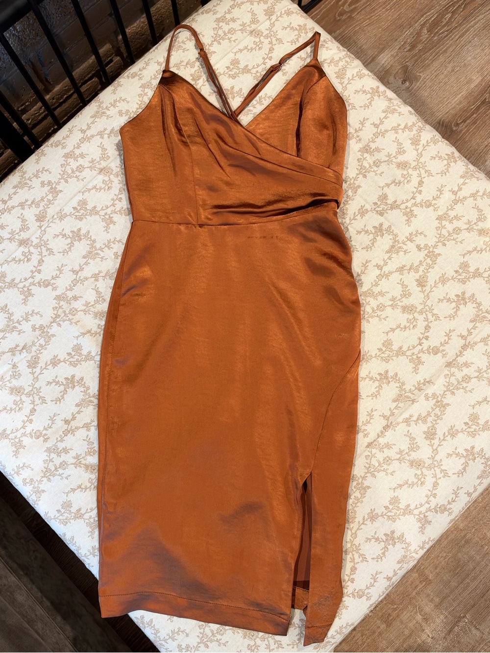 Lulus rust satin dress size XS